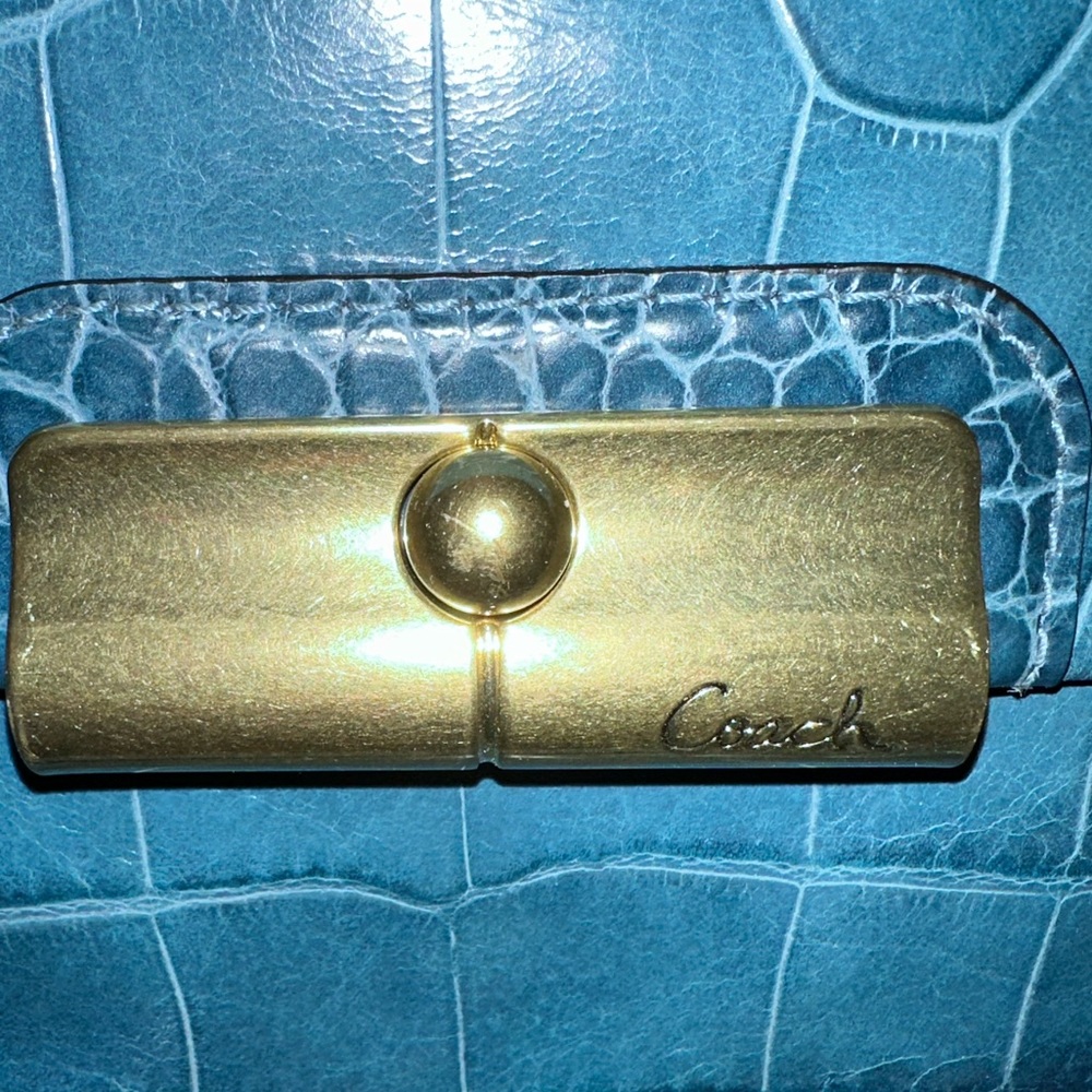 Coach Kristin Large Embossed Expandable Croc Crossbody Tote Denim Blue 16795 - Picture 5 of 16
